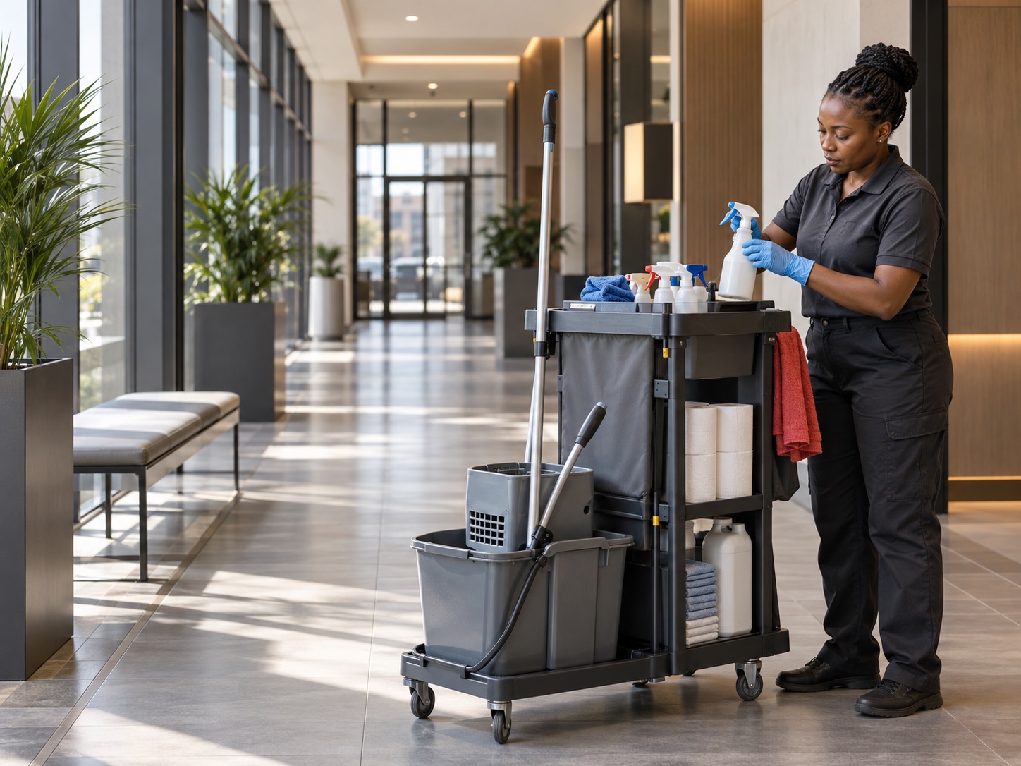 Facilities team preparing equipment and supplies for site work
