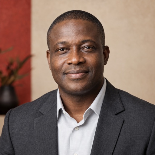 AI-generated portrait for fictional profile Kwame Mensah