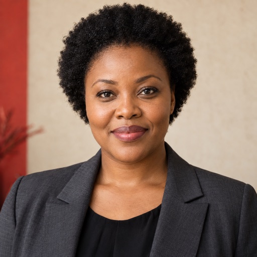 AI-generated portrait for fictional profile Naledi Mokoena
