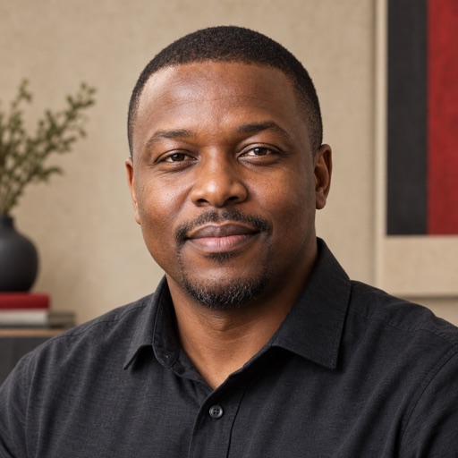 AI-generated portrait for fictional profile Thabo Dlamini
